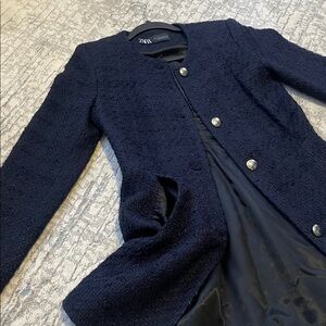 Zara Navy Women's Blazer with Silver Buttons